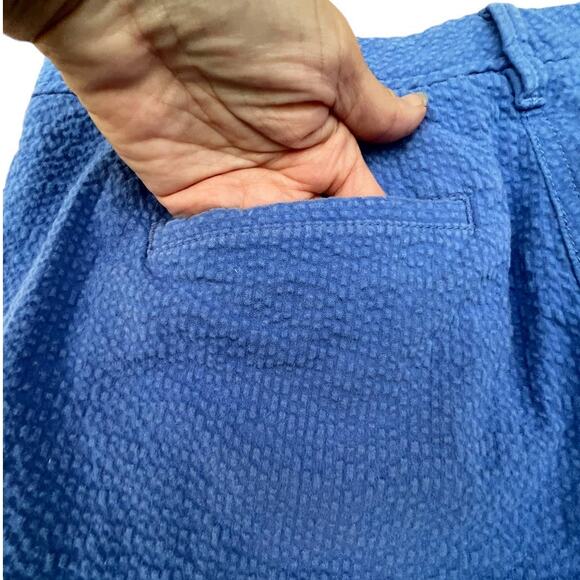 Talbots Girlfriend Chino Blue Seersucker Capri Pants Woman's Size 10P Button/Zip - Picture 5 of 11